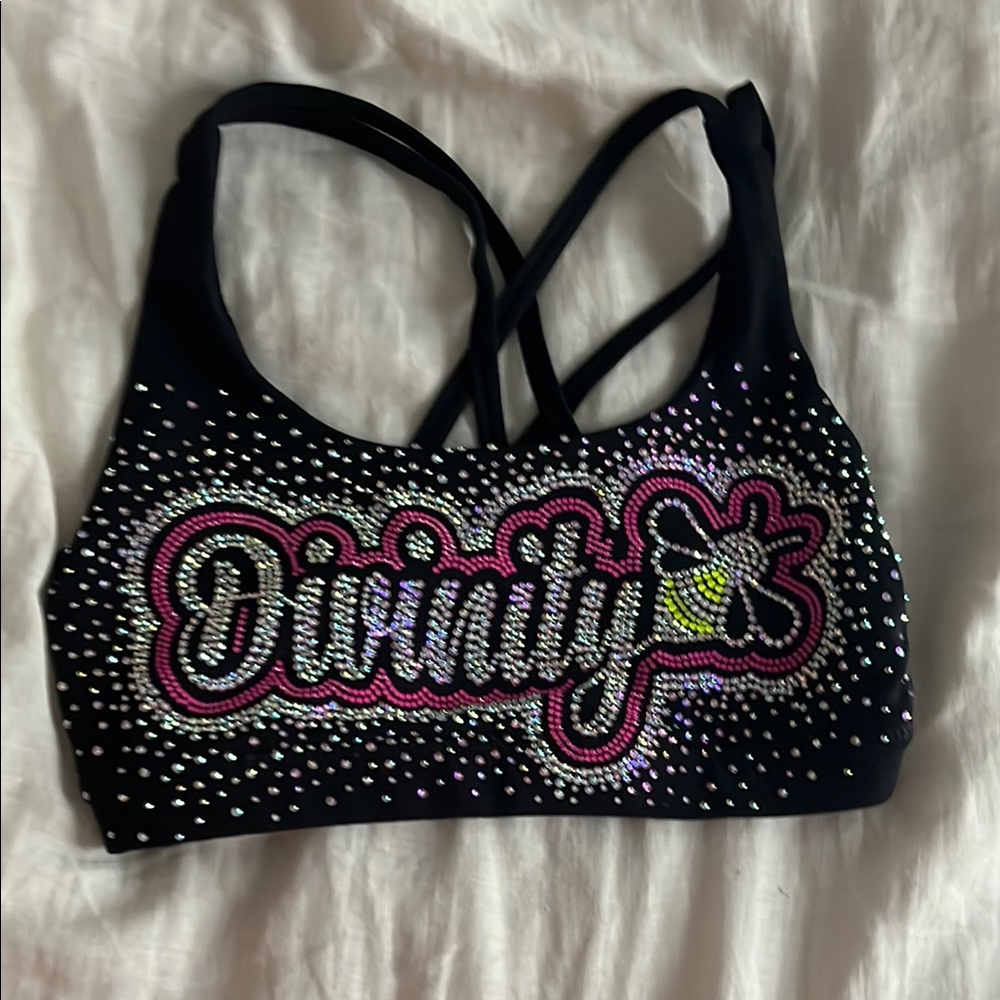 Black Rhinestone Embellished Sports Bra